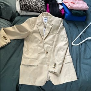 NWT Cream leather Zara Blazer! Size XS